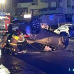 Paura in Viale Strasburgo : auto si cappotta , ferito il conducente